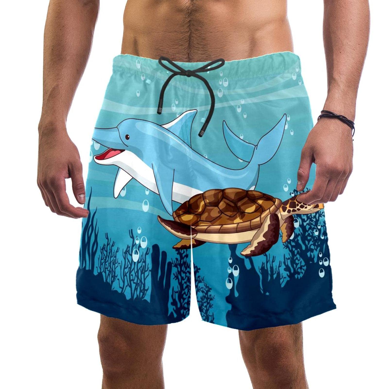 Short de bain pour homme multicolore taille M motif tortue - 5