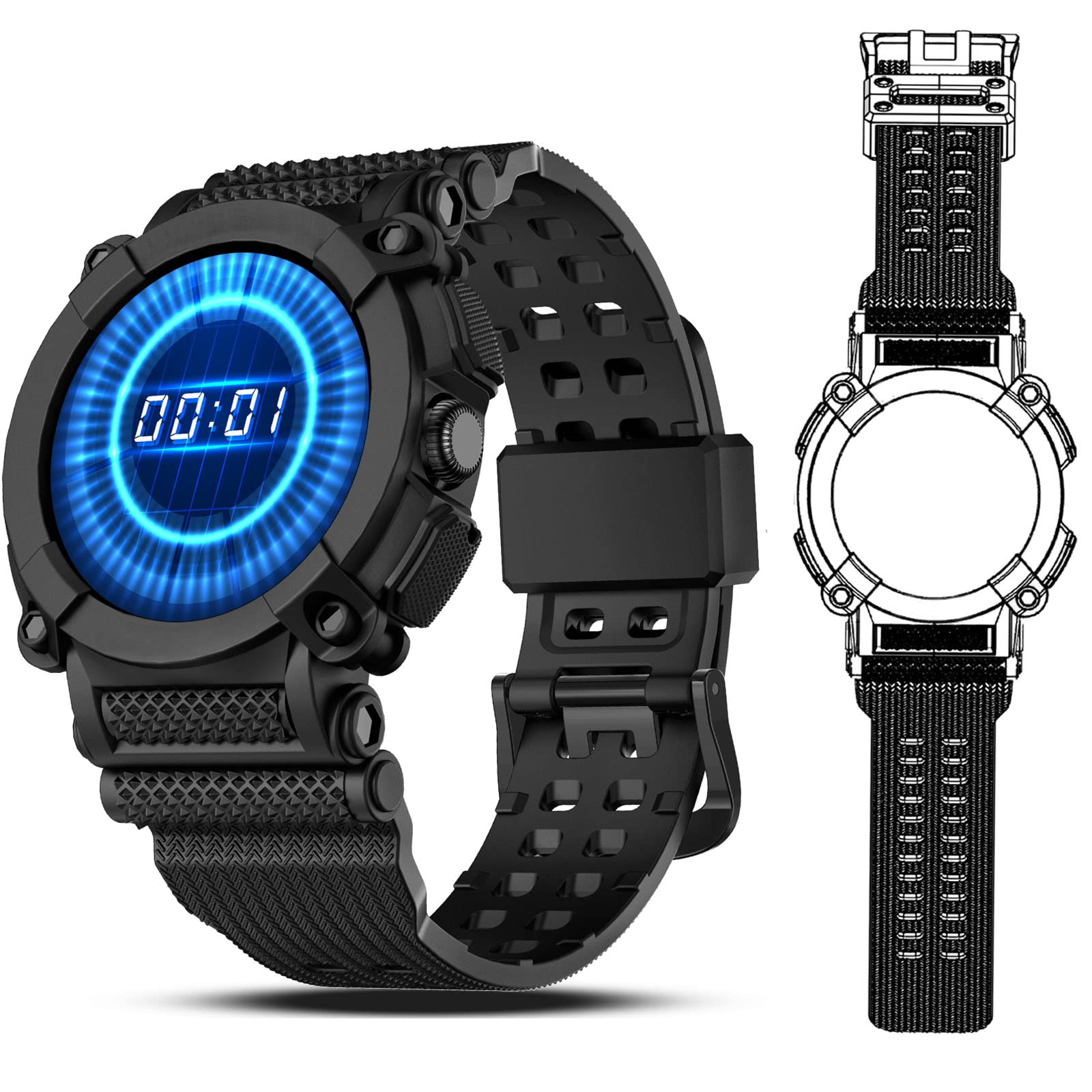 Compatible For Google Pixel Watch Band Clear With Bumper Case Pixel Watch Bands With Protector Case CoverHeavy Duty Sport Military Drop-Proof Tpu Tactical Pixel Watch Strap Women Men