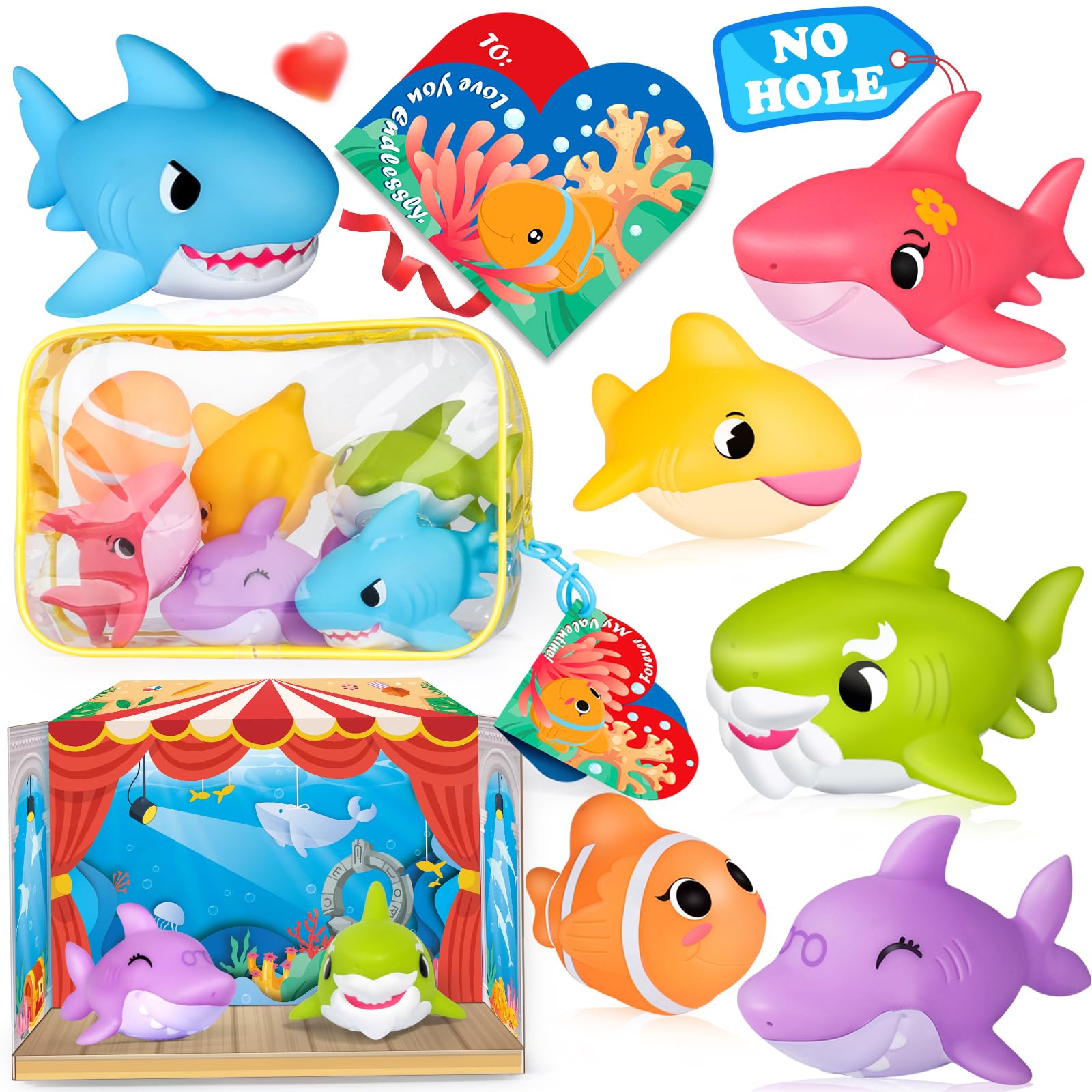 Oriate - Shark Swimming Toy. No Mould Bath Toy without Hole Baby Gift for Birth. Pool Games Beach Toy. Puppet Theater, Birthday Card, Storage Bag Included. + 12 Months Baby Toy-image-35
