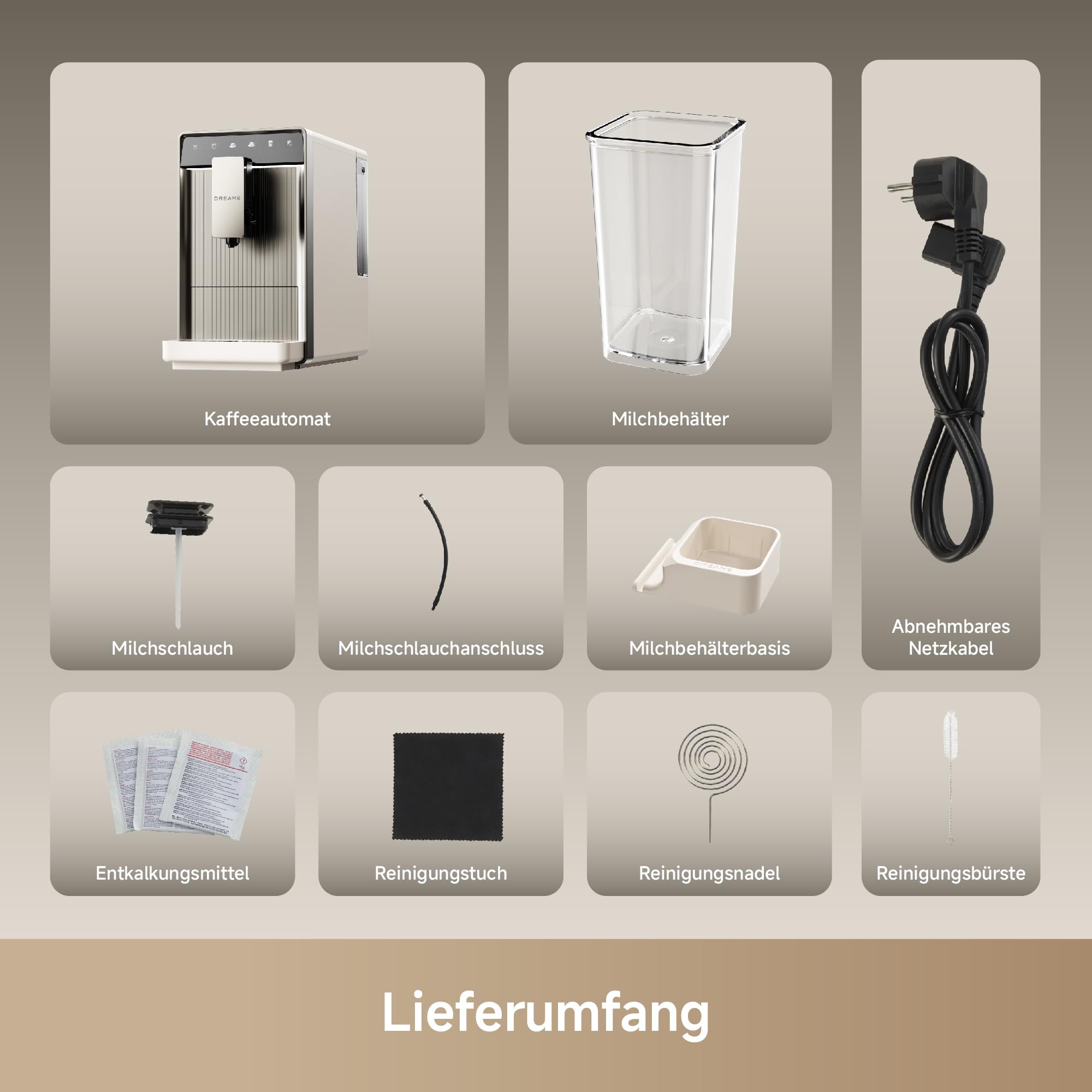 dreame Ecceluxe Slim Espresso-Vollautomat Kompakte Größe, Geschmack der Meisterklasse. Vollautomatische Komplettreinigung. Ein-Tasten-Touchscreen für fünf Kaffeespezialitäten