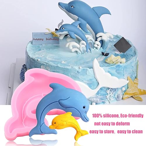 Miniatura 3 de ZiXiang Moldes de silicona de delfín, molde de fondant de pez de ballena, molde de caramelo para decoración de pasteles, decoración de cupcakes,