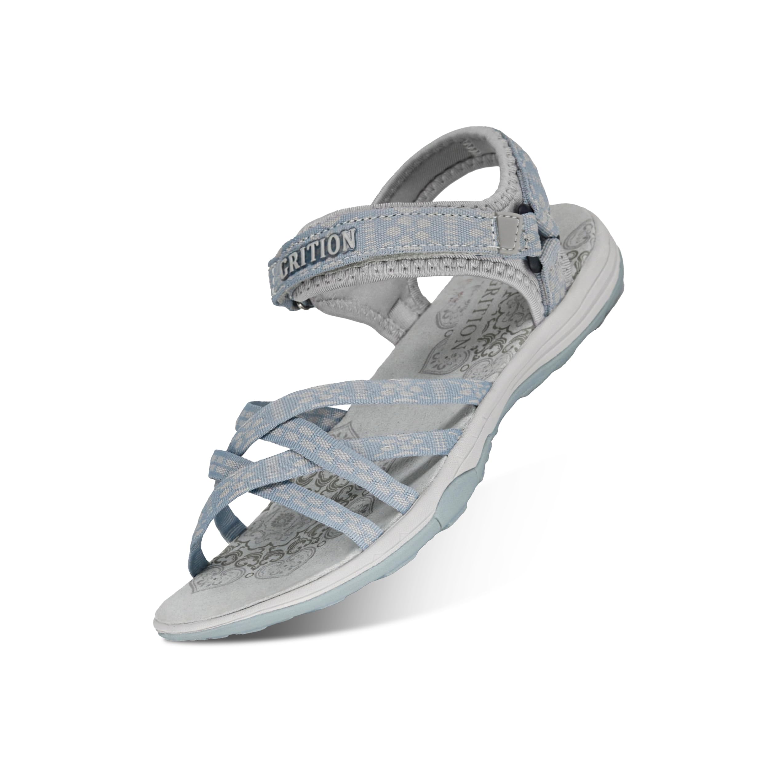GRITION Sandalias Deportivas para Mujer, Sandalias de Verano para Senderismo Al Aire Libre para Señoras, Zapatos Planos Ajustables con Punta Abierta y Atados Cruzados