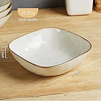 Vista 2 de famiware Juego de 4 Tazones Grandes para Pasta, Tazones Ocean Square de 8", Tazón Grande para Servir Pasta, Tazones Grandes para Cena, Juego