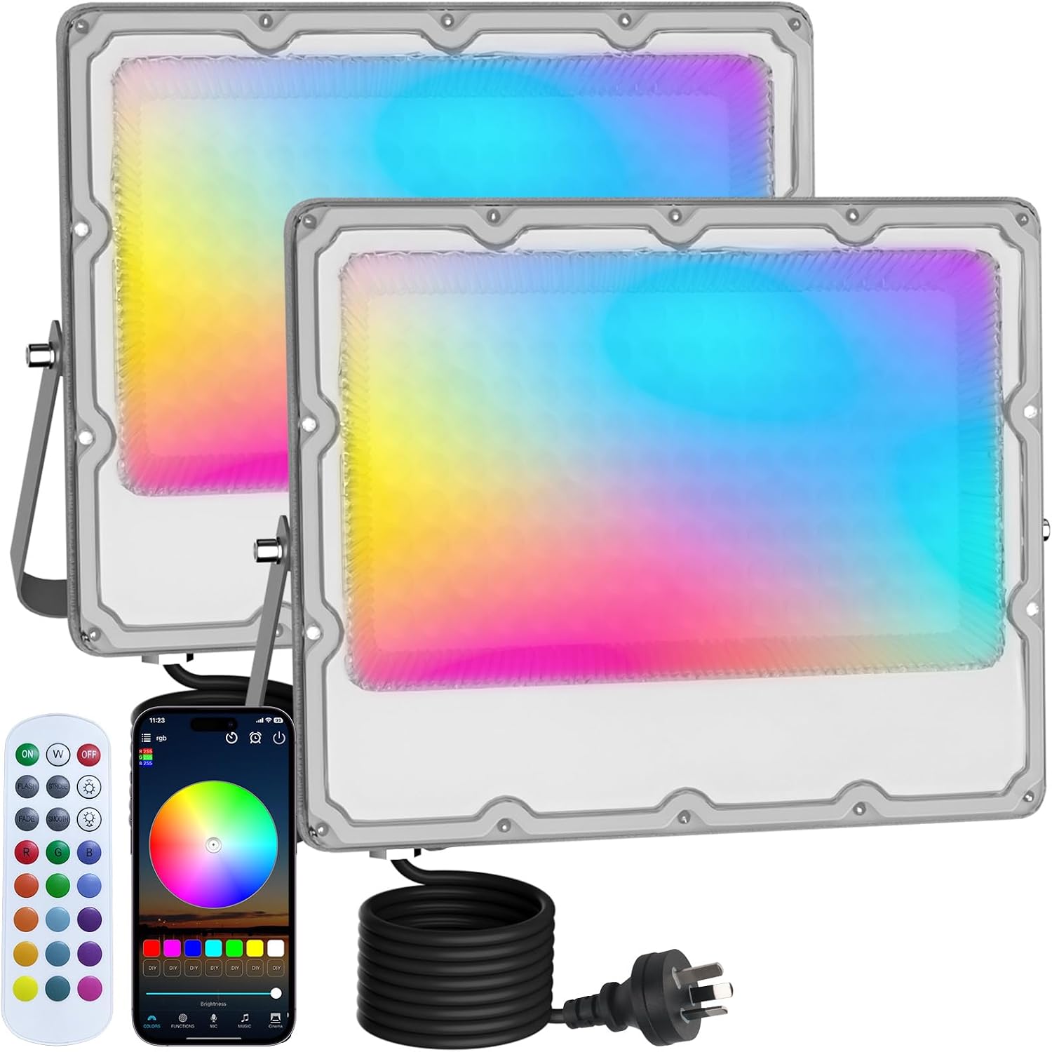 MEEKBOS 2-Pack RGB LED Flood Lights Outdoor,Color Changing Flood Lights ...
