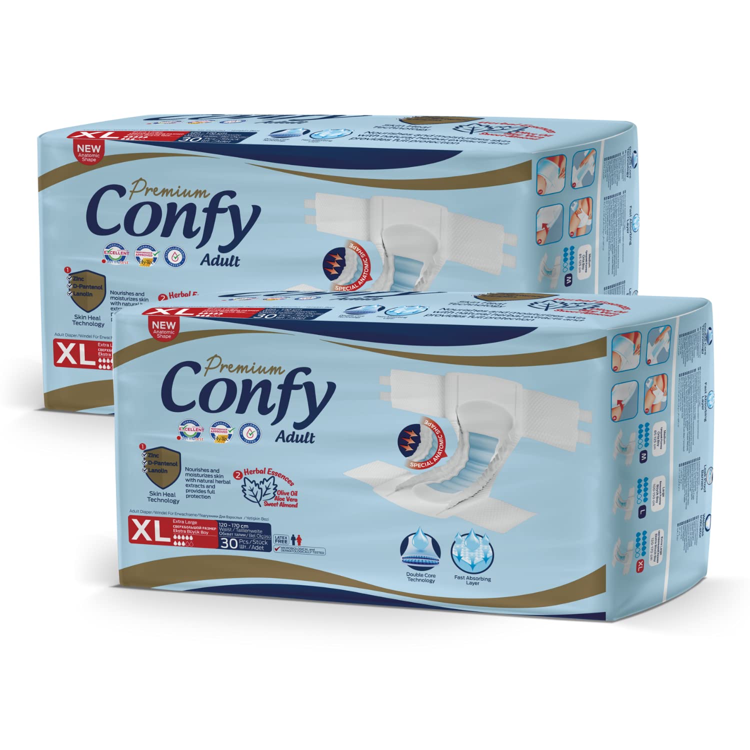 Confy Premium Windeln für Erwachsene - Erwachsenen-Windel Inkontinenz Gr.XL 60St