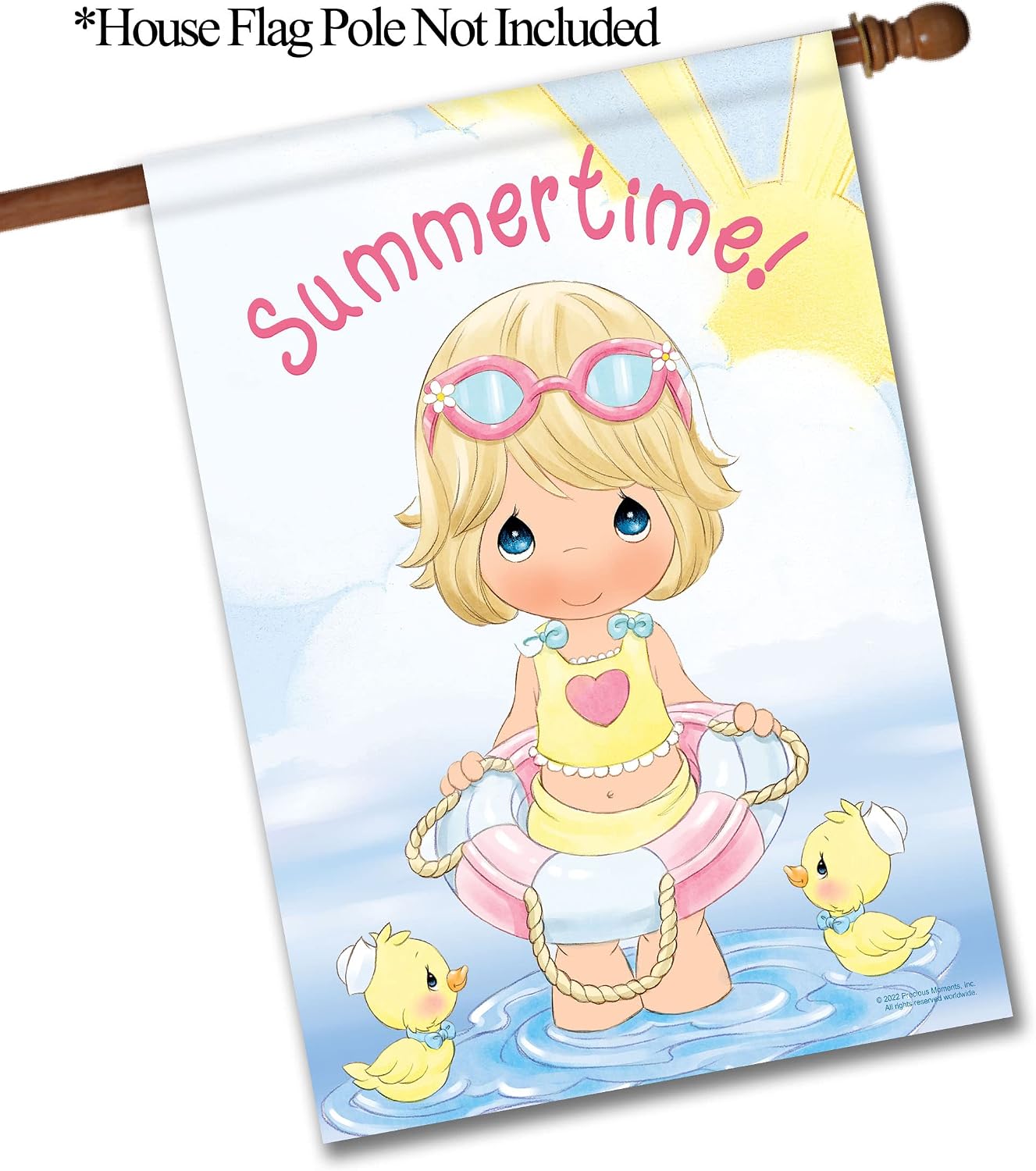 Flagology.com, Precious Moments Summertime! – House Flag 28" x 40", Outdoor Flag, Exclusive Premium Fabric, Licensed Precious Moments, Summer