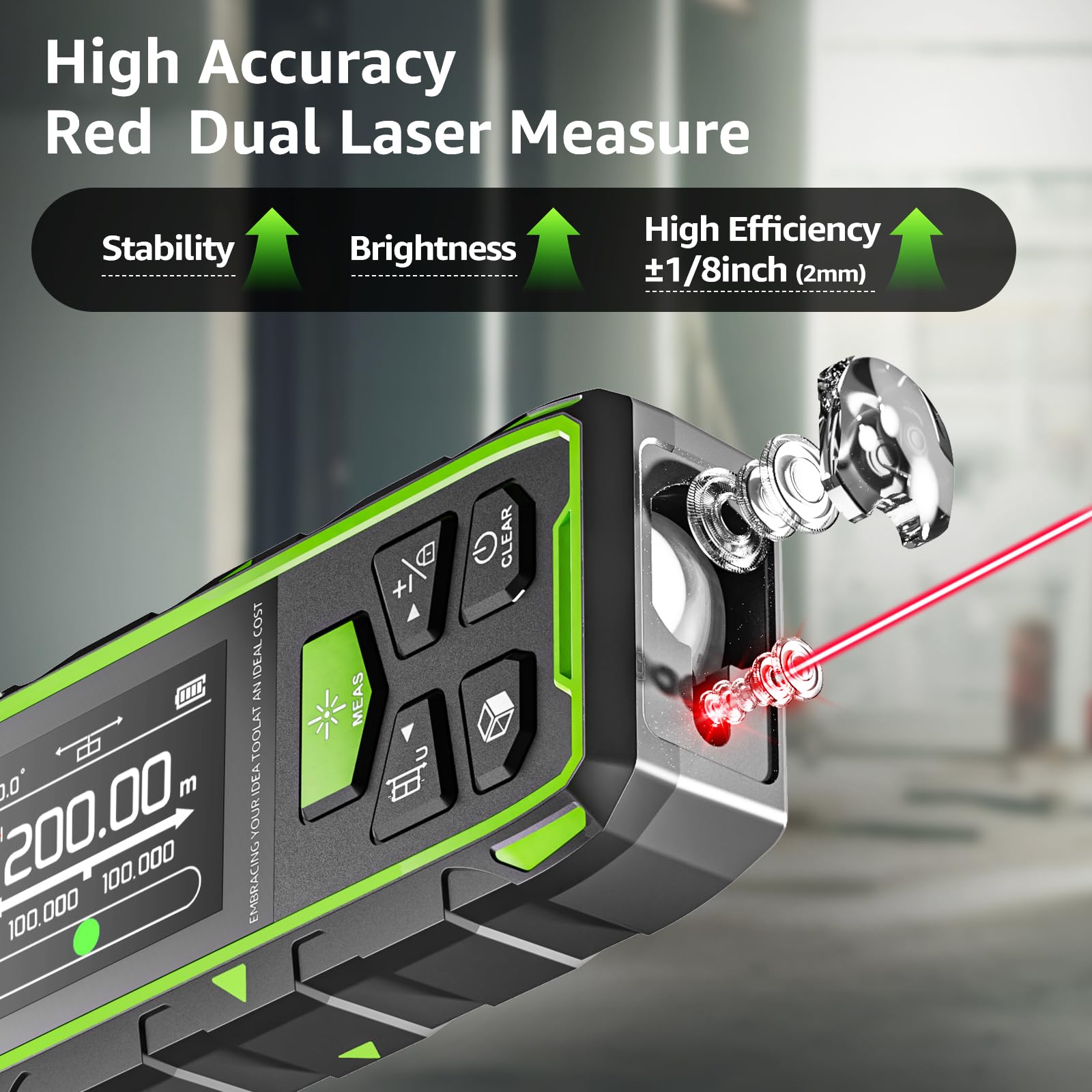 Huepar Télémètre Laser Double 200m, Angle Numérique,Mode Pythagore