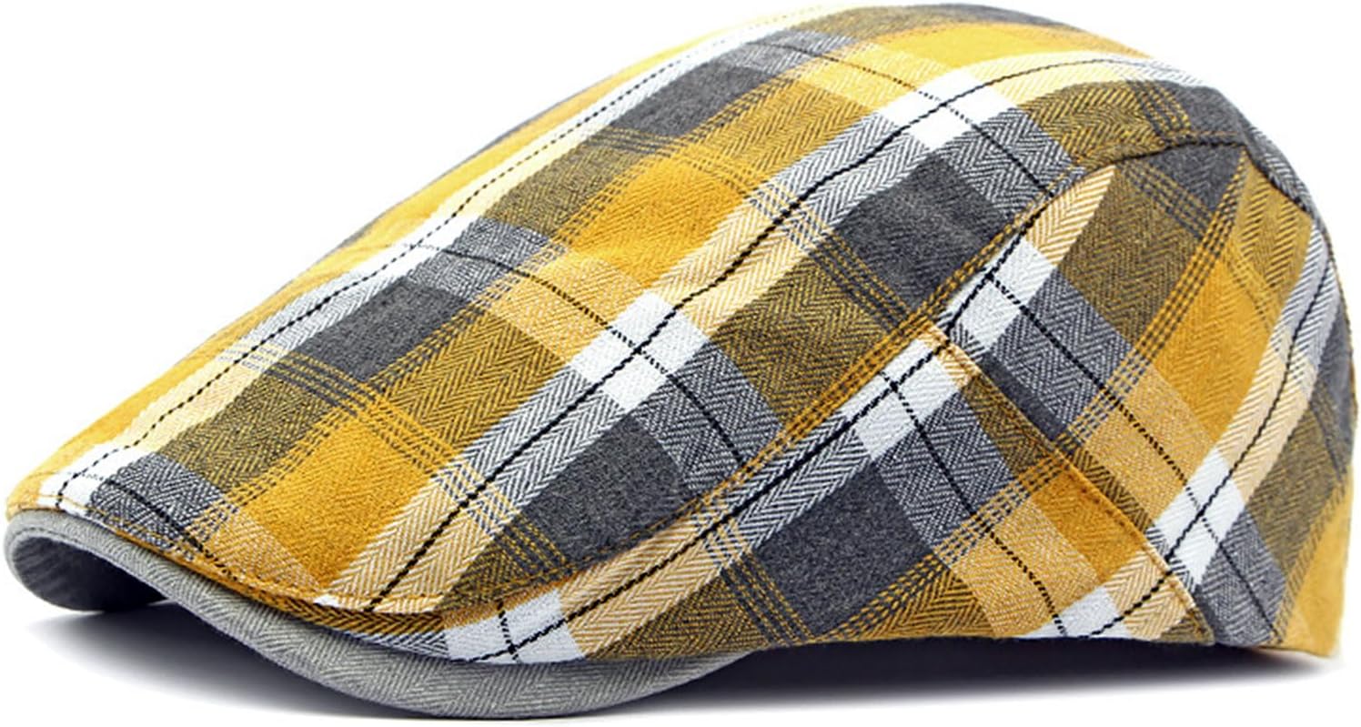 Men's Breathable Flat Plaid Ivy Newsboy Cabbie Gatsby Golf Driving Hat Cap