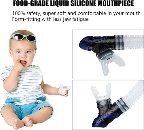 Miniatura 52 de Aegend Esnórquel seco, máscara de buceo fácil de respirar, esnórquel para esnórquel, buceo, buceo, apnea, natación, con válvula seca superior
