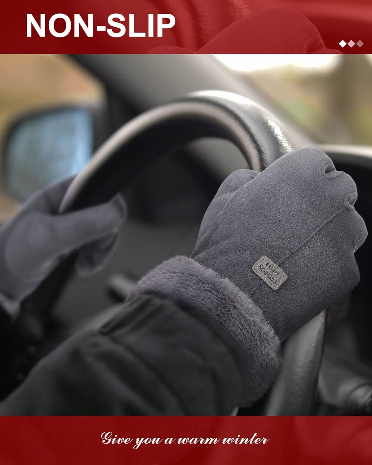 Janmercy 4 Pairs Thermal Winter Gloves for Women Cold Weather Touchscreen Soft Lining Suede Gloves for Ladies Sports Driving - Image 4