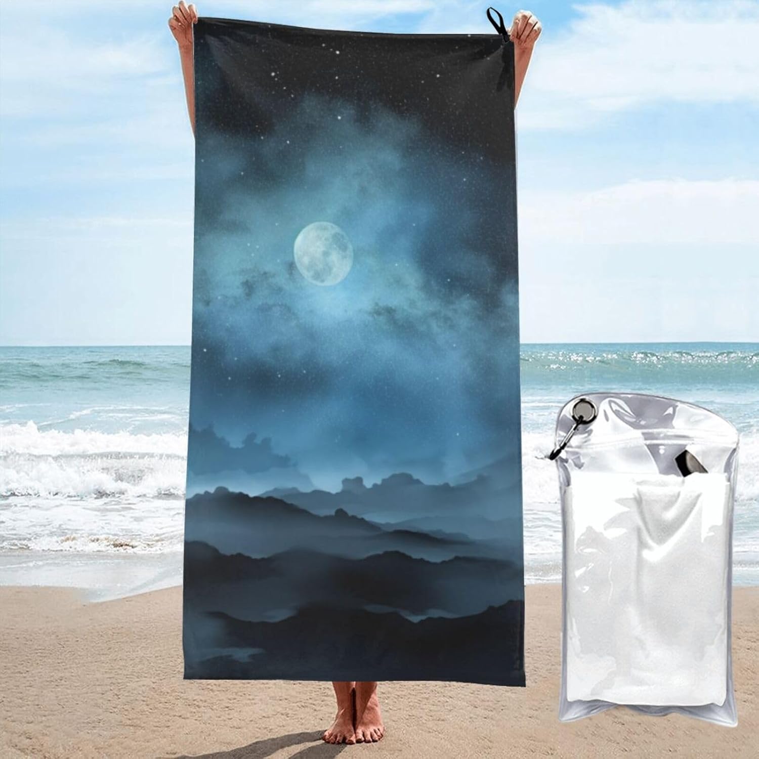 KHiry Microfiber Towel Beach Towels Night Sky Quick Dry Towel Soft Lightweight Travel Towels Absorbent Large Easy Pack Travel Things Beach Blanket for Gym Sports Swimming