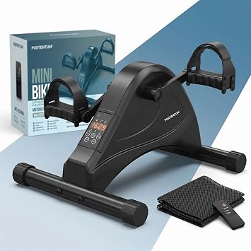 PORTENTUM Pedal exerciser for elderly   Manual or motorised version   Arm and leg trainer with non-slip mat and LCD display   Mini exercise bike for home use