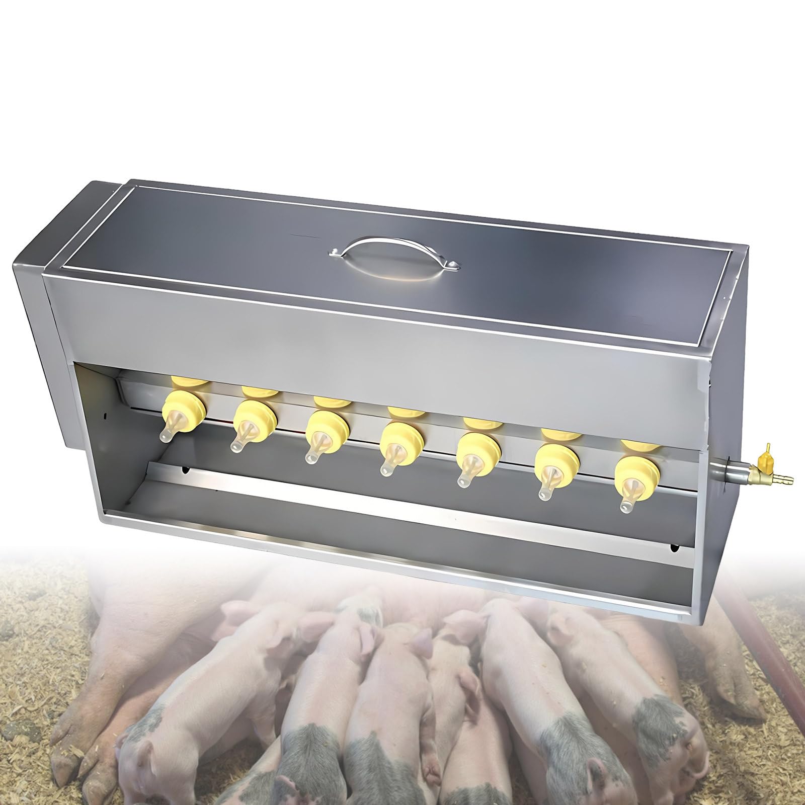 Estación De Lactancia para Lechones, Alimentador De Leche Doble Cara, Biberón De Silicona con Tetinas, Protección Apagado Automático, para La Alimentación De Lechones, Terneros 14Nipples