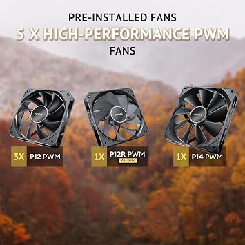 Antec Flux SE Silent PC Case, Sound-Dampening Foam Side Panels for Quiet Operation, Walnut Wood Front Panel, 5 x PWM Fans, USB Type-C, 420mm Radiator Support, Back Connect Ready, E-ATX Mid Tower Case