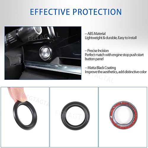 Miniatura 4 de Tapacubos para botón de arranque para Chevrolet Corvette C8 Stingray 2020-2023, accesorios de anillo de arranque de encendido ABS (negro matta)
