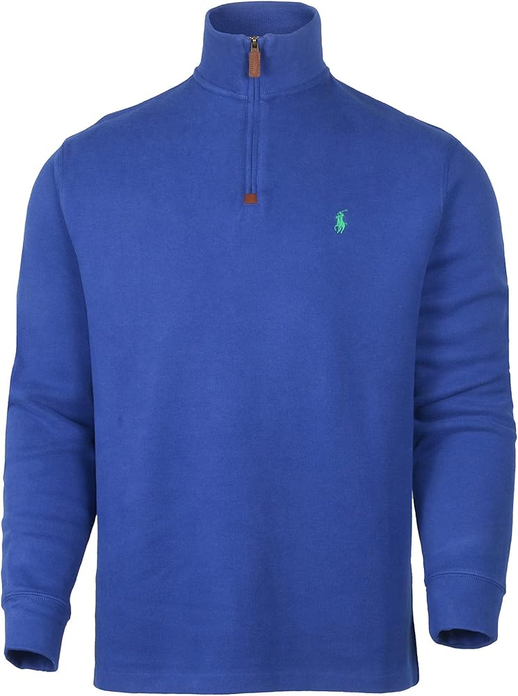 Polo RL Men's Half Zip Mock Neck Sweatshirt (XX-Large, Blue) at