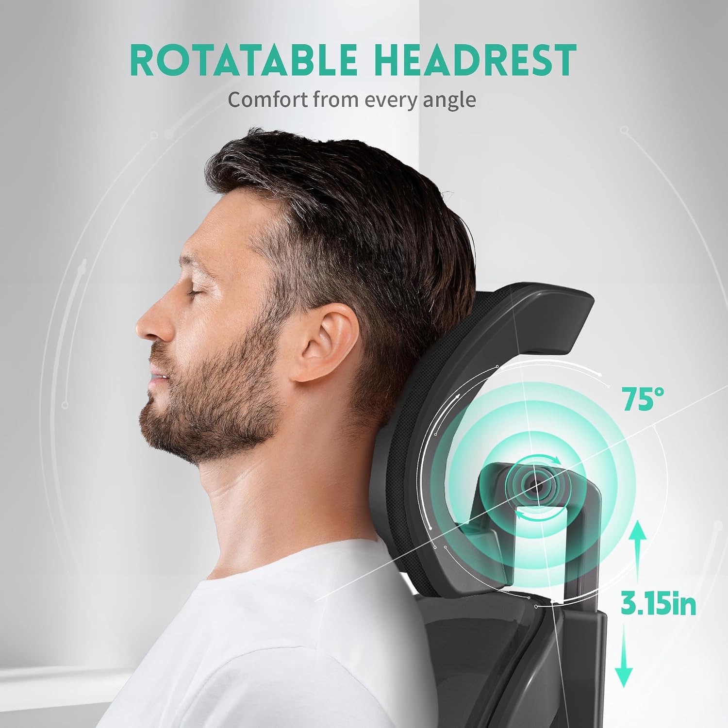 Ergonomic Office Chair, S-Shaped Mesh Desk Chairs, Adjustable Headrest & Lumbar Support, 90°Flip-Up Armrest, Breathable High Back & Widened Cushion,Swivel Computer Chairs for... - Image 4