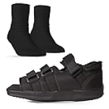 BraceAbility Post Op Shoe + Short Walking Boot Liner Socks Bundle - Orthopedic Foot Brace and Replacement Liners for Fractures, Broken Toe Recovery - Women’s Size 7.5-9.5, Men’s 6-8.5 (1 Pair Black)