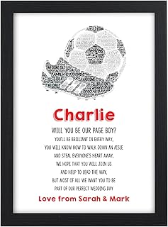 Will You Be Our Page Boy, Ring Bearer, Usher, Best Man Personalised Football Poem Verse Gifts - Will You Be Presents for Wedding Party Favours - A5, A4 Prints and Frames