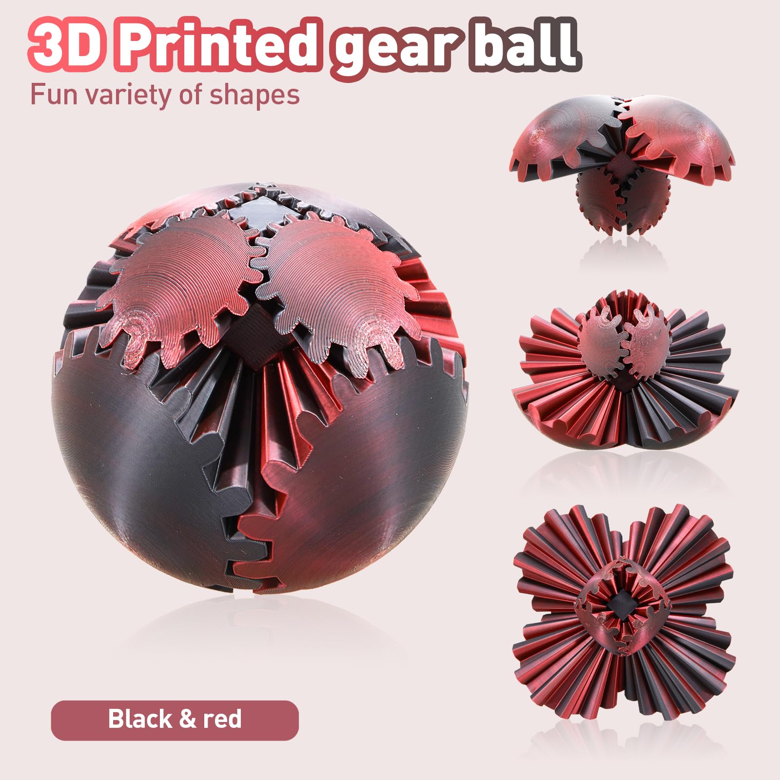 3D Printed Fidget Gear Ball Shape-Changing Toy - Stress Relief For Kids And Adults