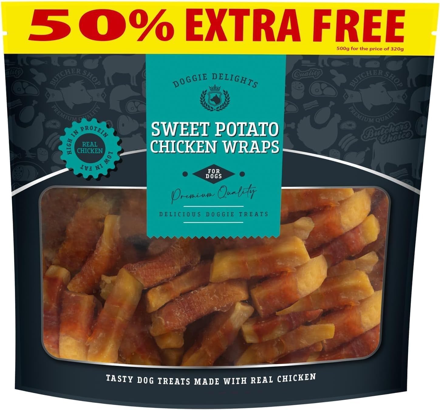 Doggie Delights Mixed Dog Treats – Grain-Free, High Protein, No Artificial Additives (Sweet Potato & Chicken 500g)