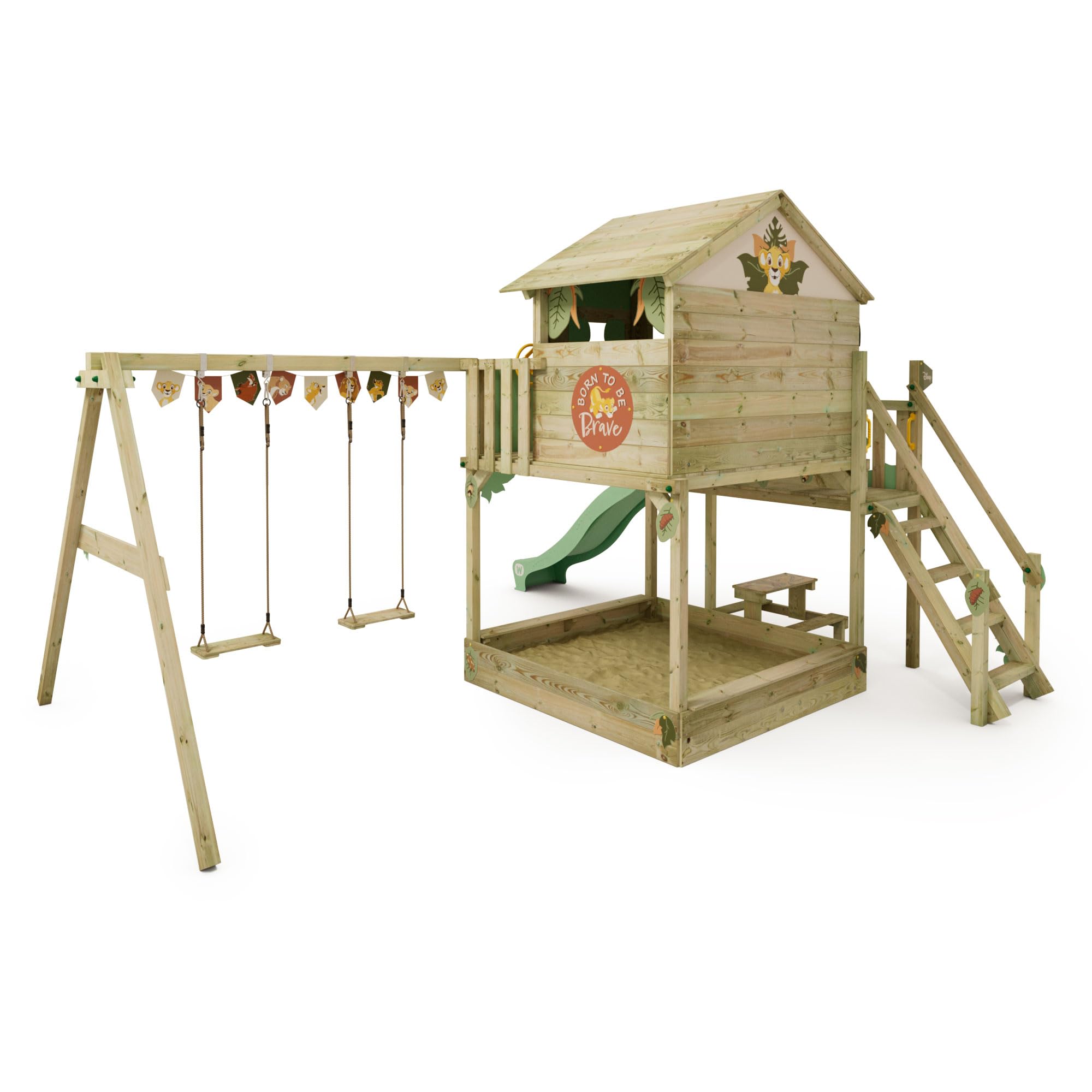 Disney's Il Re Leone Quest Gioco da giardino di Wickey - Telaio per arrampicata, torre per arrampicata, giochi da giardino per bambini - parco giochi da giardino in legno per esterni con sabbiera