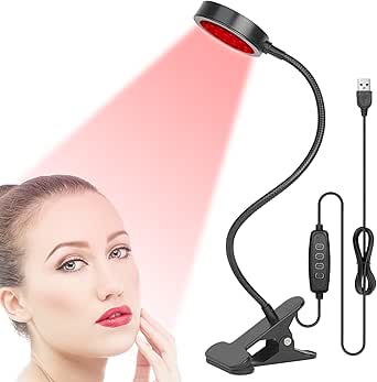 GREENIC Led Red Light Therapy Lamp, 660nm 850nm Small Portable USB Near Infrared Light Device at Home with Gooseneck and Clamp for Face, Body, Neck, Skin, Feet, Knee, Hands, Back