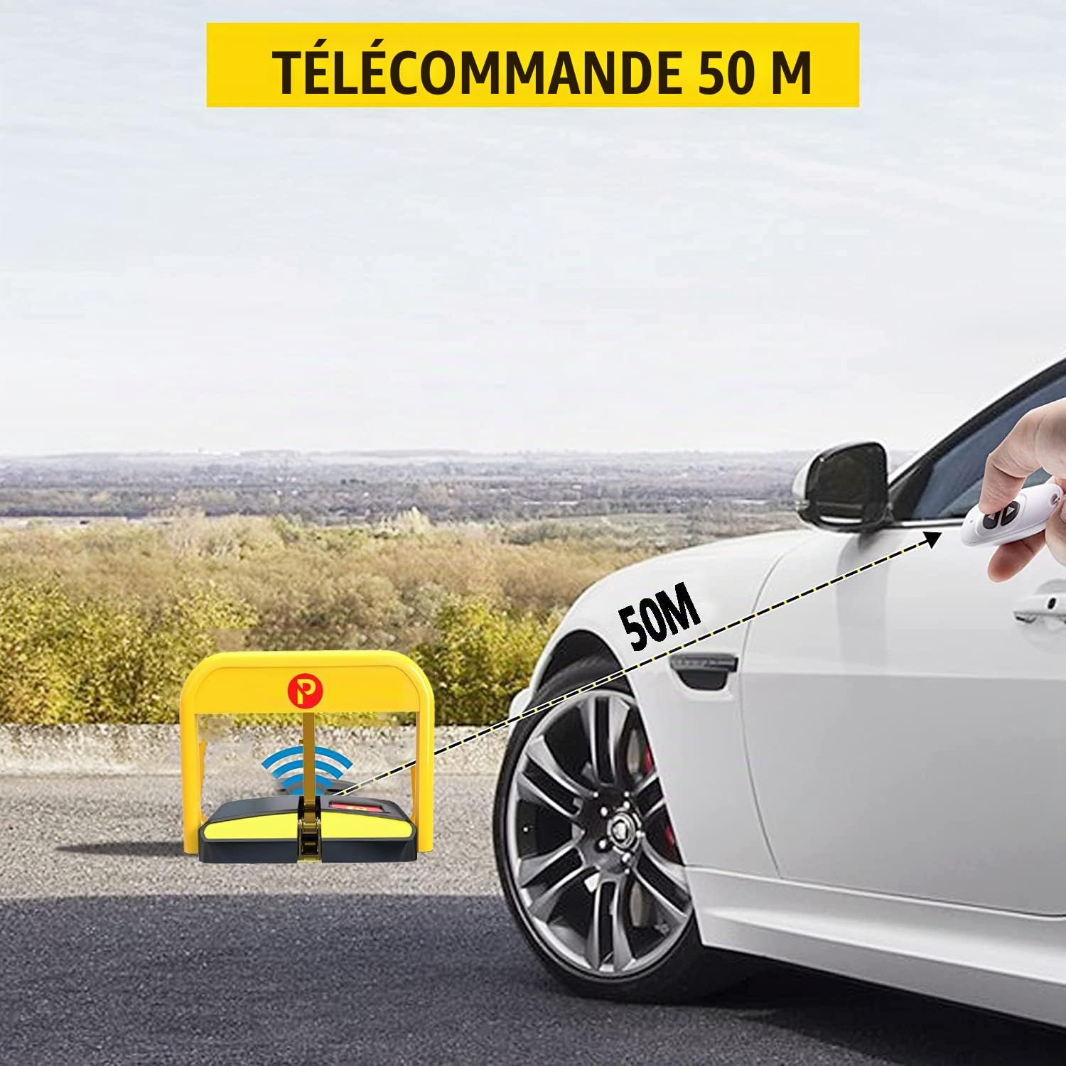 Barrière de Parking électrique avec Télécommande et Capteur, Distance de 50 M, Verrouillage de Stationnement Automatique, Verrou de Stationnement Auto à Télécommande