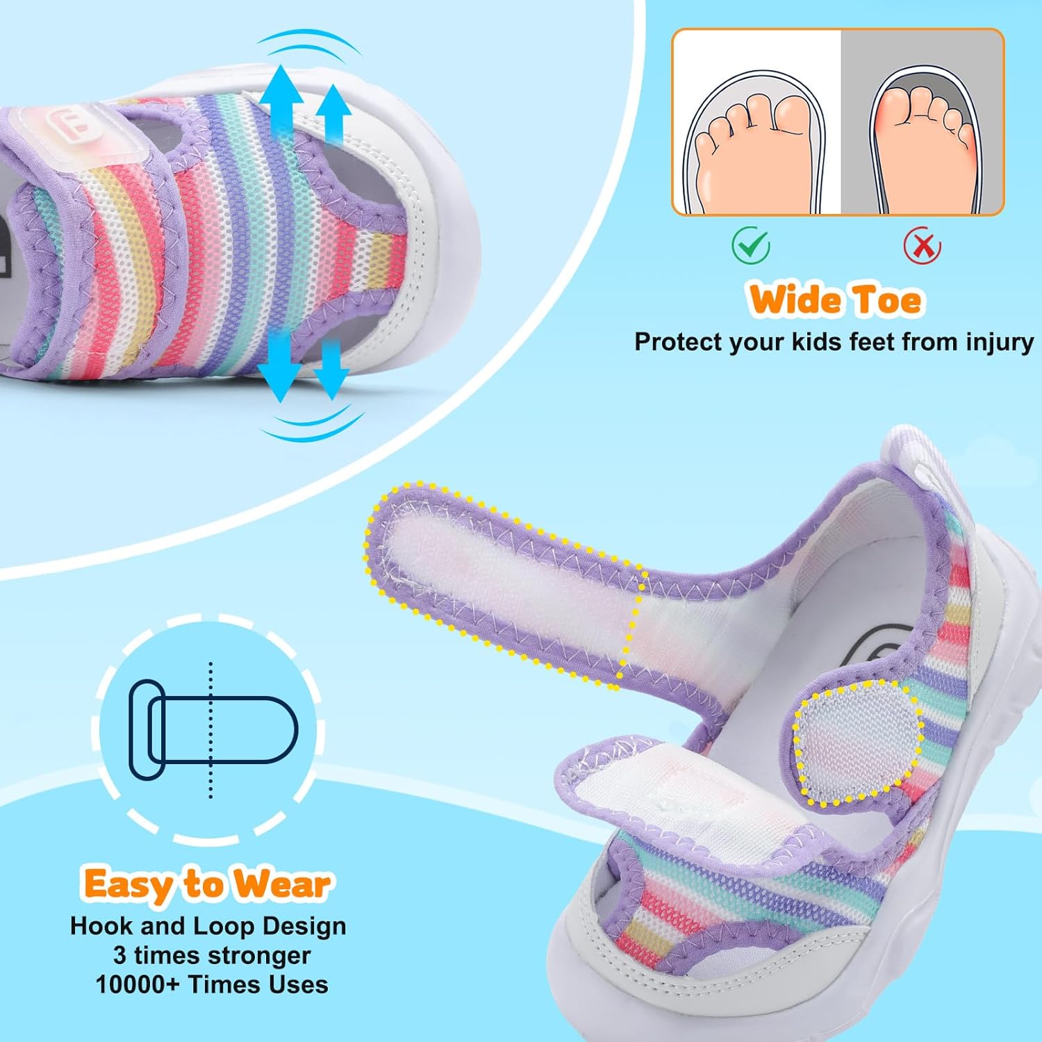 JOINFREE Toddler Water Shoes Girls Boys Wide Barefoot Beach Sandals Lightweight Summer Swim Shoes Quick-Dry Non-Slip Aqua Athletic Outdoor Walking Sneakers - Image 4