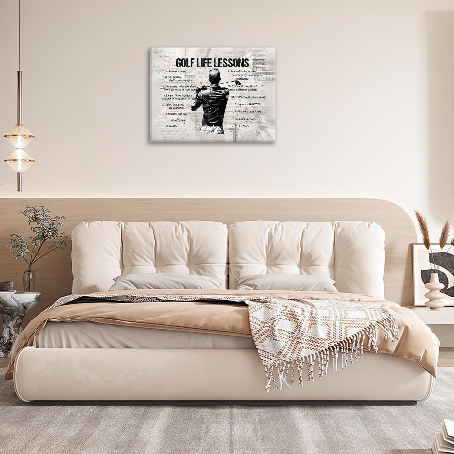 Gyeong Golf Sports Wall Art Golf Life Lessons Wall Decor Golf Sign Retro Poster Boy Men Room Motivational Decorations Canvas Print Painting Artwork for Bedroom Bathroom Living Room 16"x12" - Image 2