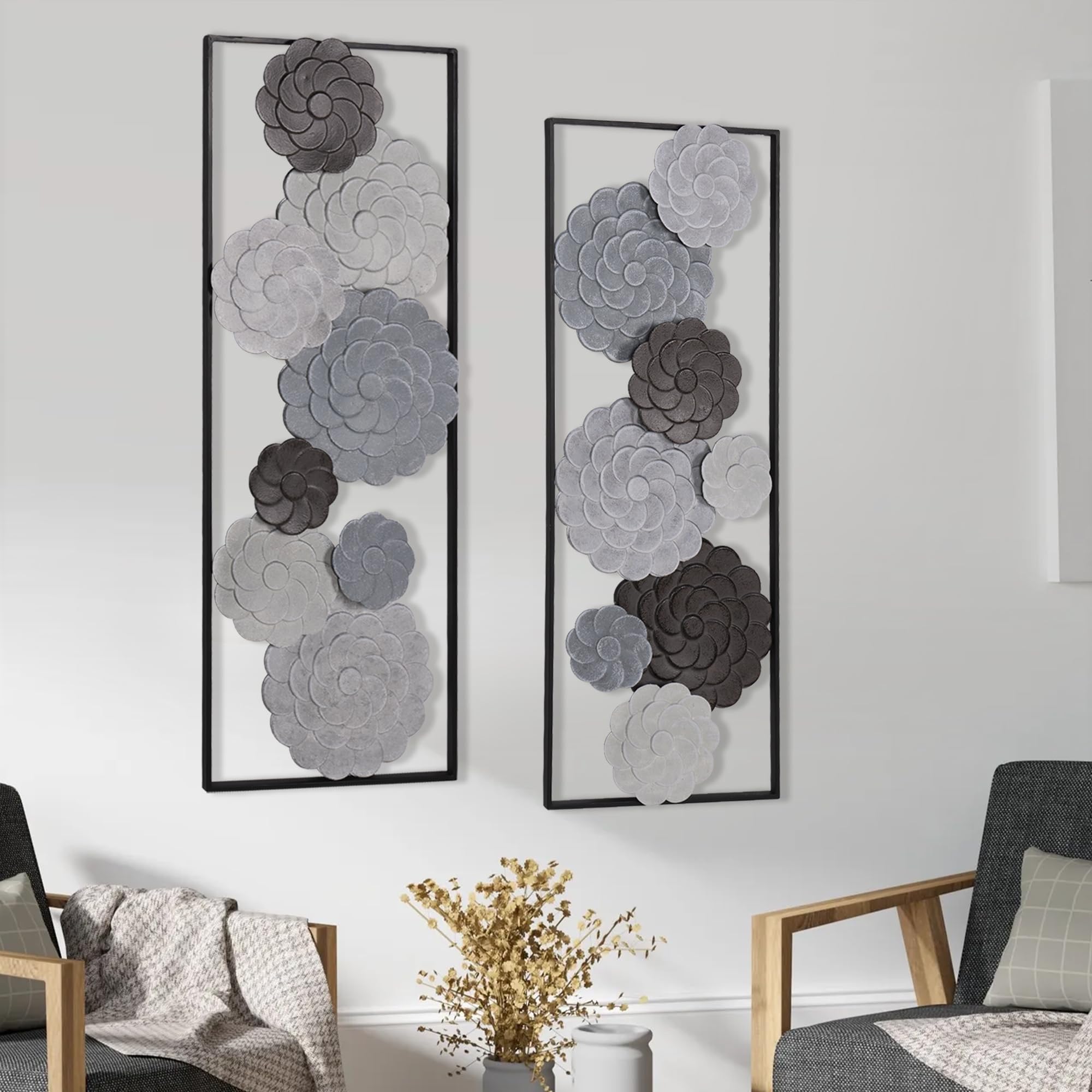Scultura da Parete in Metallo 3D Quadro, Decorazione per Soggiorno, 122 x 60 cm – Opere d'Arte Fatte a Mano