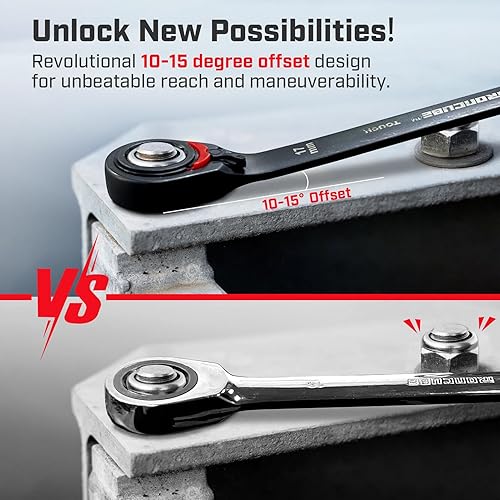 Miniatura 3 de Juego de llaves de trinquete reversibles 12 piezas métricas 0.315-0.748 in - negro resistente - Bolsa de almacenamiento de lona de cera -