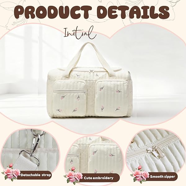 YOUYIKE Bolsa de Pañales de Viaje, Bolso para el Hospital, Bolsos de Fin de Semana para Mujer, Portátil y Ligero para Viajes, Camping, Hogar, Compras, Hospital - 4