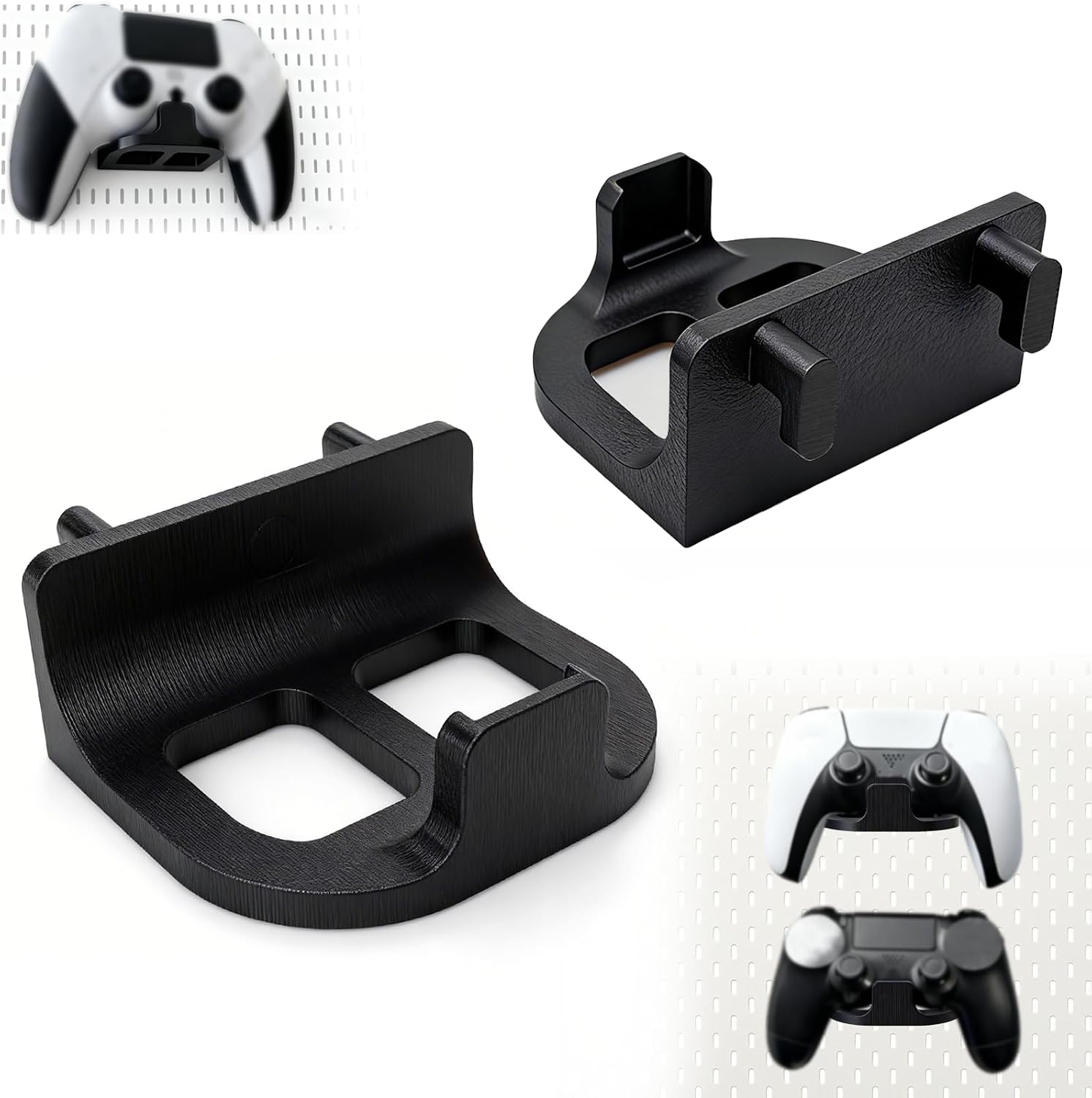 Controller Wall Mount for IKEA Skadis Pegboard, Universal Game Controller Holder Compatible with PS5/ Xbox/Switch/Headphones, Heavy Duty Snap-in Pegboard Mount for Organized Gaming Wall
