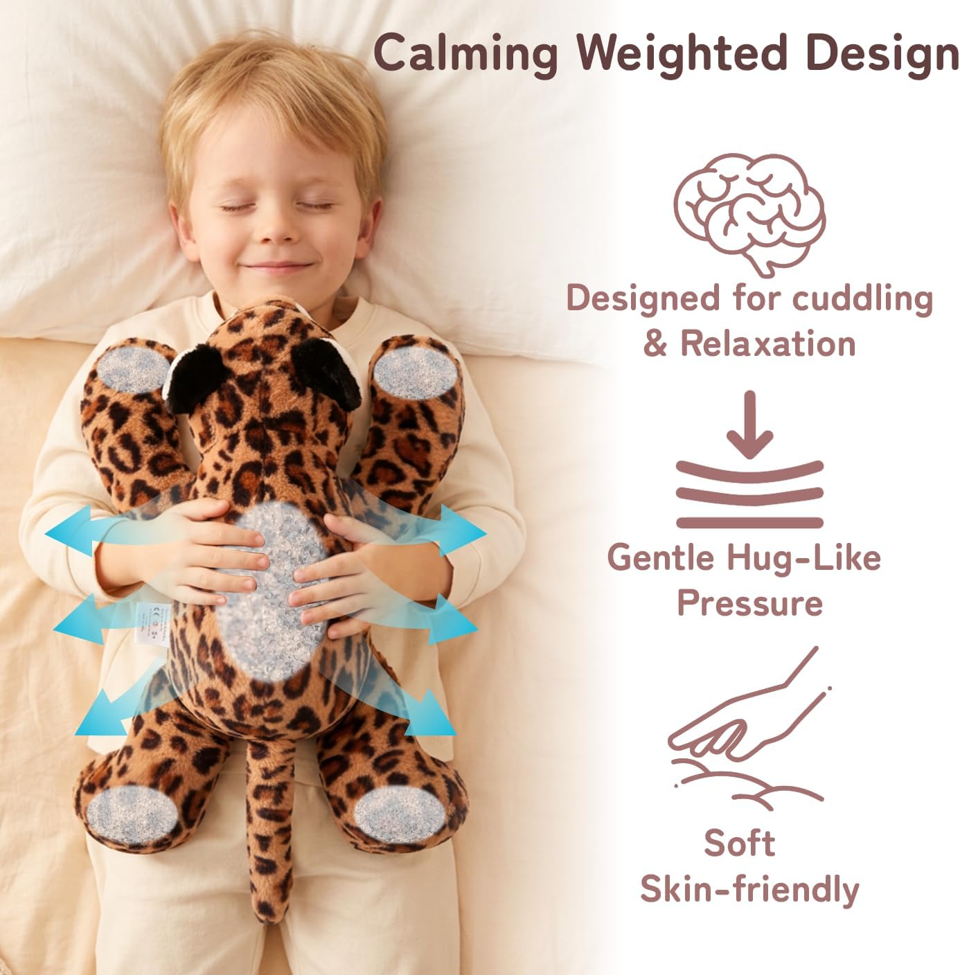 Niuniu Daddy Leopard Weighted Stuffed Animals for Kids & Adults, 24" | 5lb Large Weighted Plushies Pillow for Sleeping and Calming, Cute Lying Toy Huggable Gift for Everyday Comfort