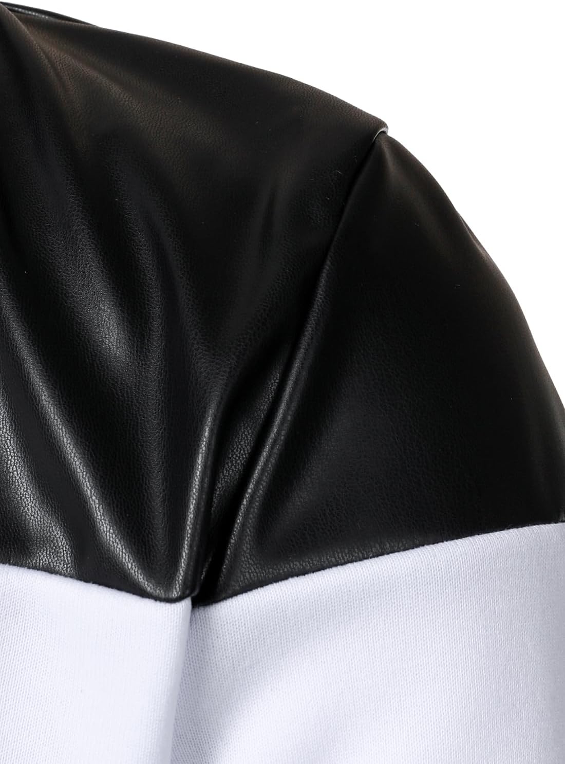 FANARCHER Mens Lightweight Bomber Jacket Casual Zipper Coat Color Block with Faux Leather Varsity Jacket - Image 6