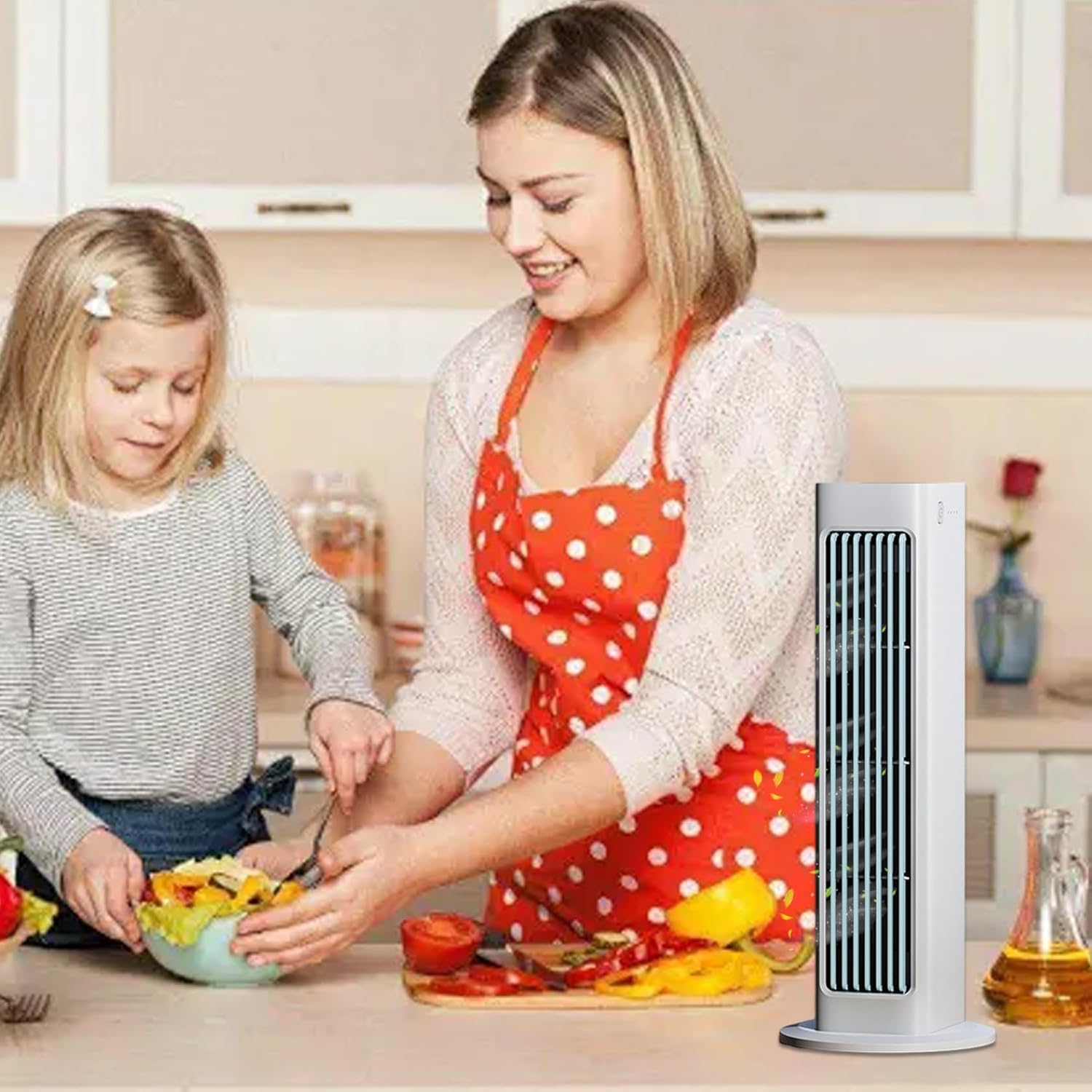 Desk Fan with 3 Speeds, Remote Control Bladeless Tower Fan, Quiet Operation, Compact & Portable Table Fanner for Kitchen Bedroom Home Office Desktop..