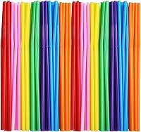 Vista 1 de ALINK 100 popotes desechables de plástico de colores surtidos, pajitas flexibles de 10.2 pulgadas de largo para fiestas