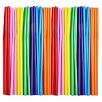 ALINK 100pcs Assorted Colored Plastic Disposable Drinking Straws, 10.2 inch Long Bendy Party Straws