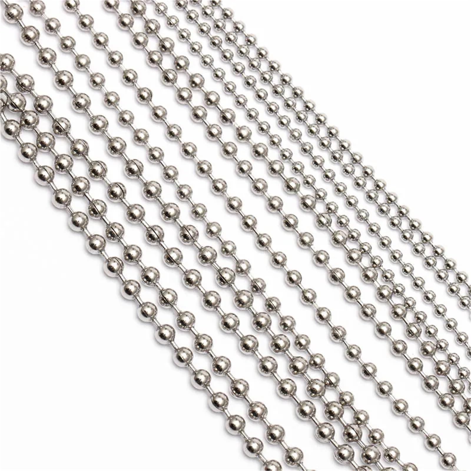 Łańcuszki kulkowe, Łańcuch kulkowy ze stali nierdzewnej luzem materiały do ​​wyrobu biżuterii 1,5 mm 2,4 zroszony(2mm Chains)