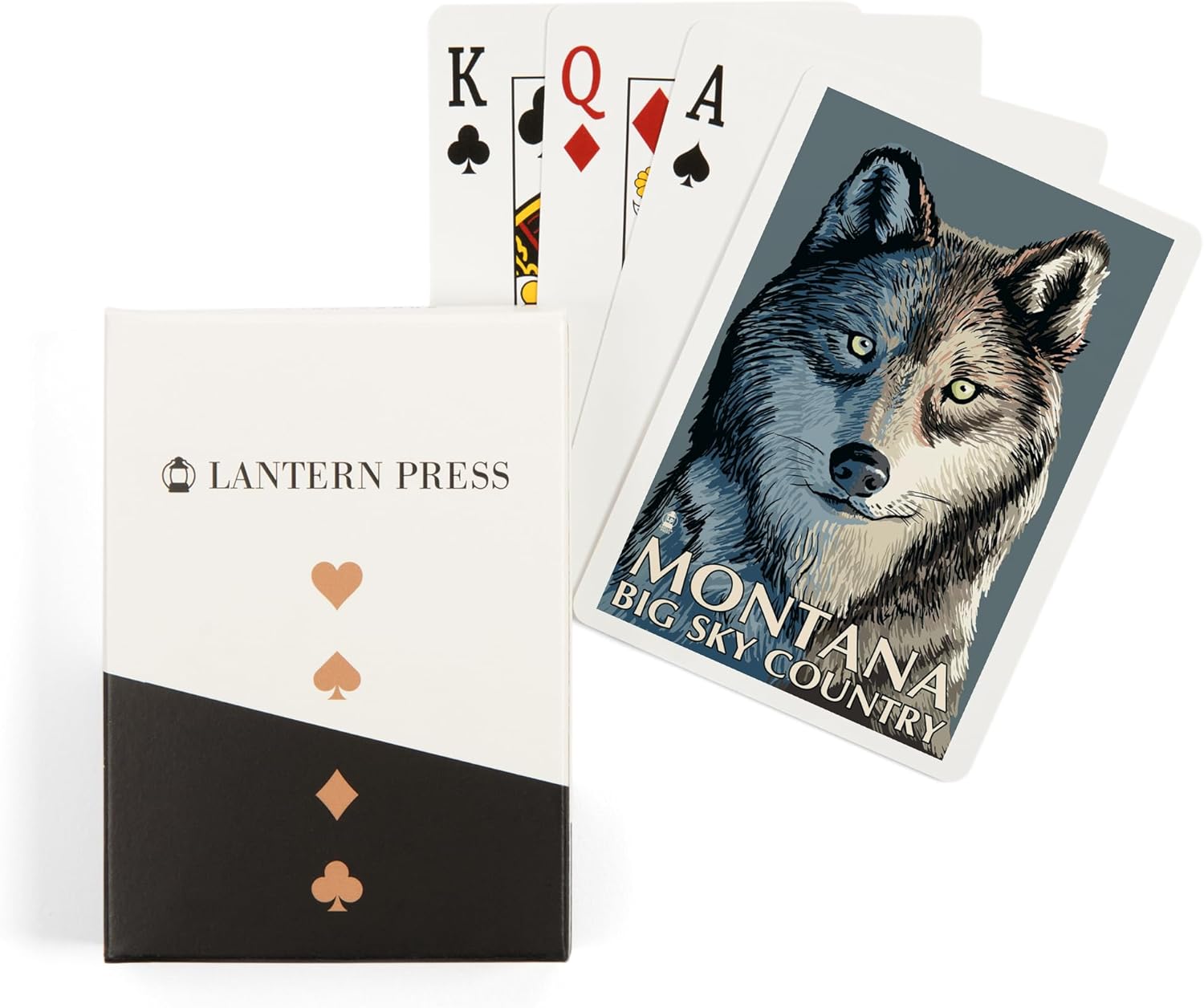 Lantern Press Wolf Up Close, Montana Big Sky, 52 Playing Cards for Adults, Poker Size Card Deck