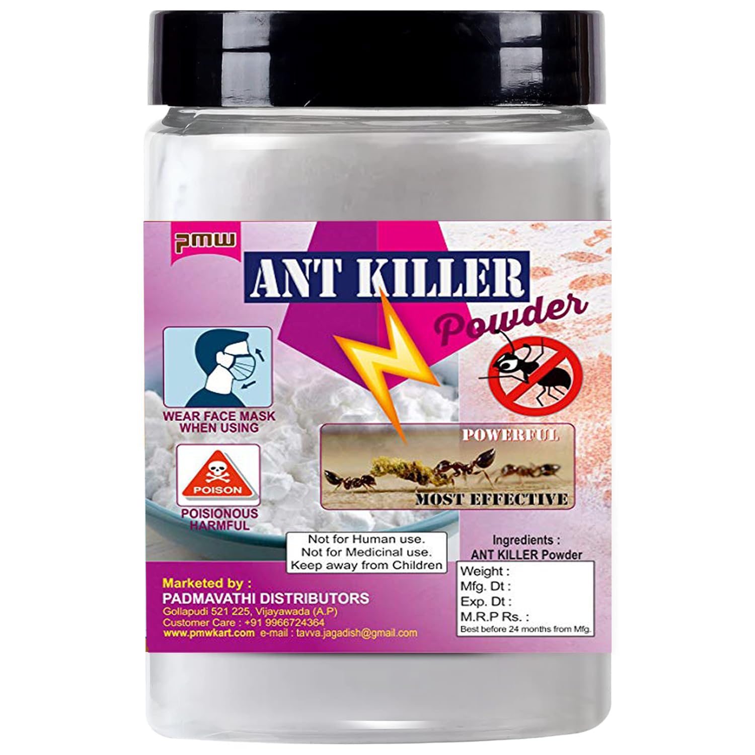 Pmw - Jar Pack - Crawling Insect Killer - Red/Black Ant Kill Powder - Powerful - Concentrated - Ant Repellent Powder For Cockroach, bugs, ants, spiders etc.. (100)-image-23