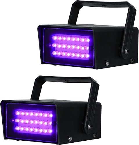 Vista 29 de ENUOLI - Mini luz estroboscópica LED de color blanco con 24 LED superbrillantes de control de velocidad variable para clubes, Navidad, efectos