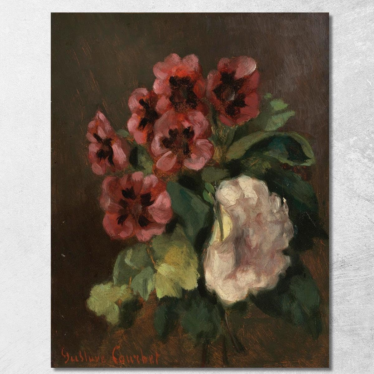 Tableau imprimé Gustave Courbet Bouquet de fleurs toile Fine Art encadrée 125x100