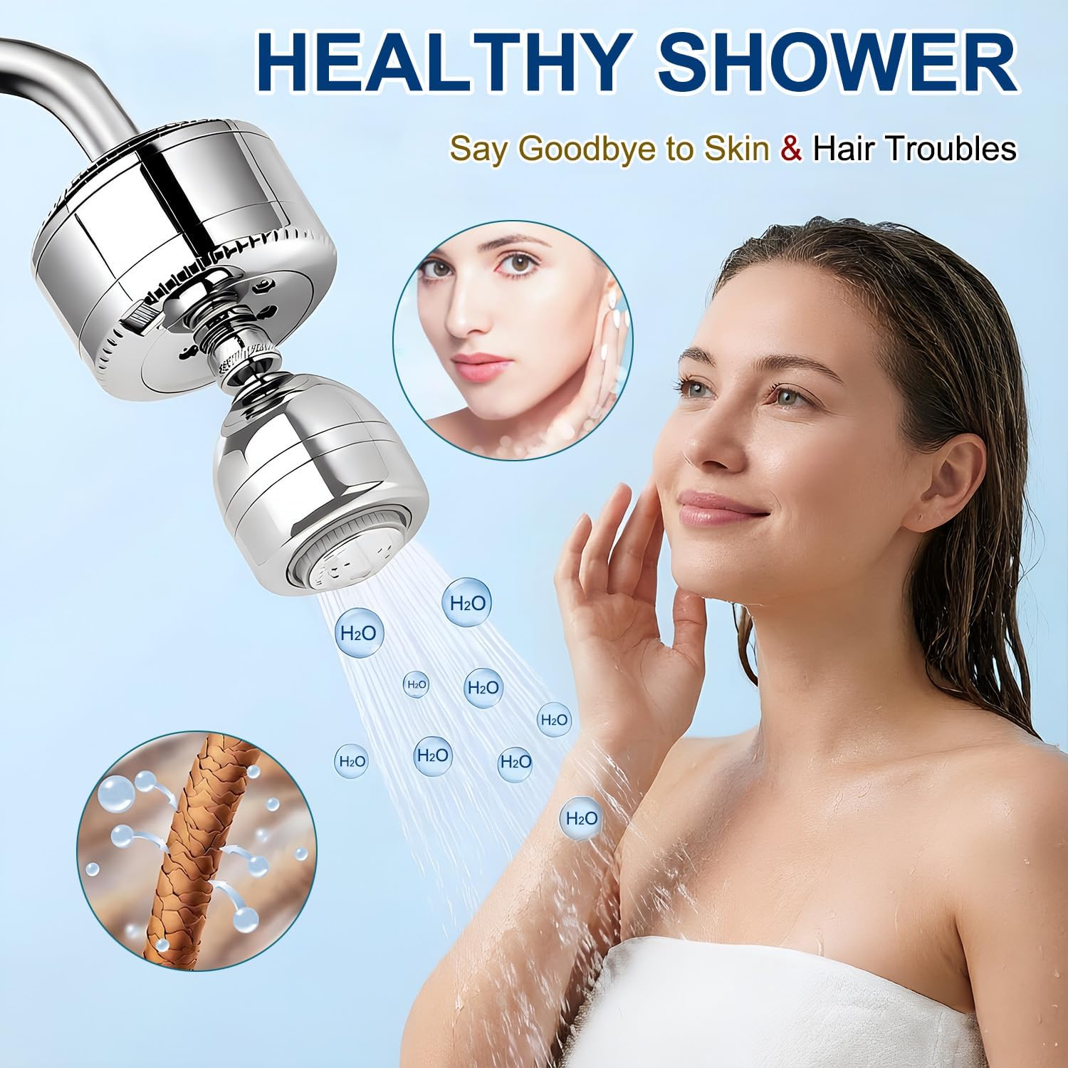 3 Pack Replacement Shower Filter Cartridge Compatible with Sprite SLC Slim-Line, Filters Chlorine & Impurities, Softens Hard Water, Healthier Skin & Hair