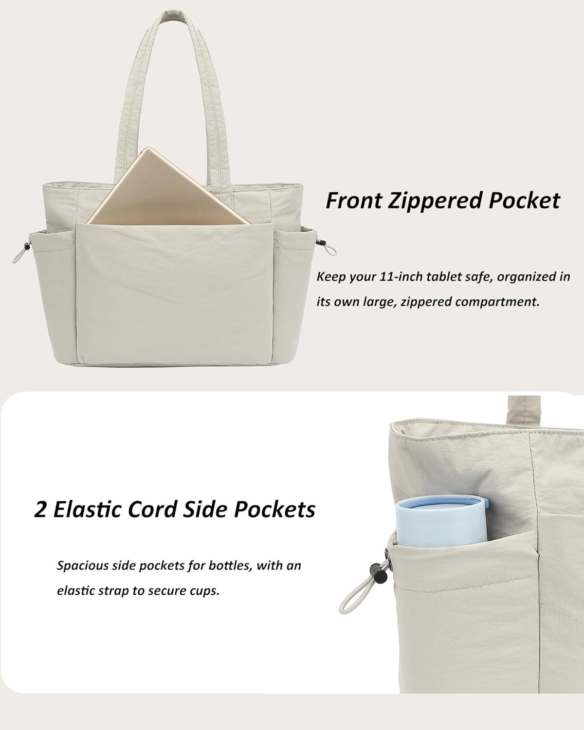 TANTOMI Tote Bag for Women Puffer Tote Bag with Zipper, Qulited Shoulder Bag Lightweight Handbags for Work Travel School Gym - Image 7