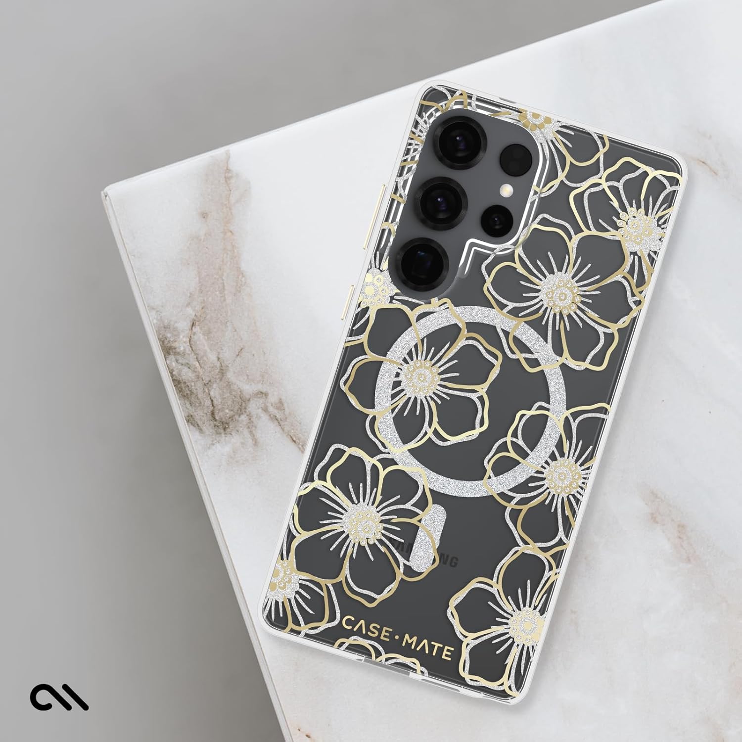 Case-Mate Samsung Galaxy S25 Ultra Case [Magnetic and Wireless Charging] - Sparkly Floral Phone Cover with 12ft Drop Protection - Premium Phone Case for Samsung Galaxy S25 Ultra 6.9" - Floral Gems