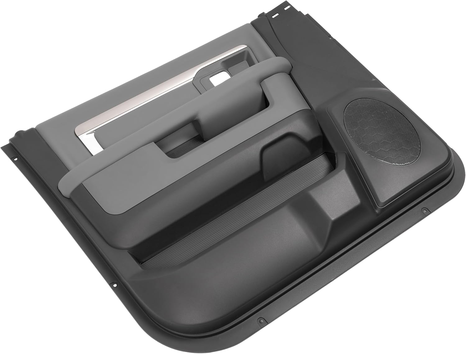 Inner Left Door Panel Compatible with 2013-2018 Dodge Ram 1500 2500 3500 Replacement Driver Side Made Plastic+Artificial Leather+Foam w/Textured+Chrome+Painted, Dark Tin & Gray