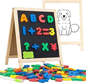 INNOCHEER Magnetic Letters and Numbers for Toddlers, Magnetic Board for Kids, ABC Alphabet Magnets, Educational Dry Erase Board - Whiteboard & Chalkboard for Toddlers 1-3 for Writing & Drawing