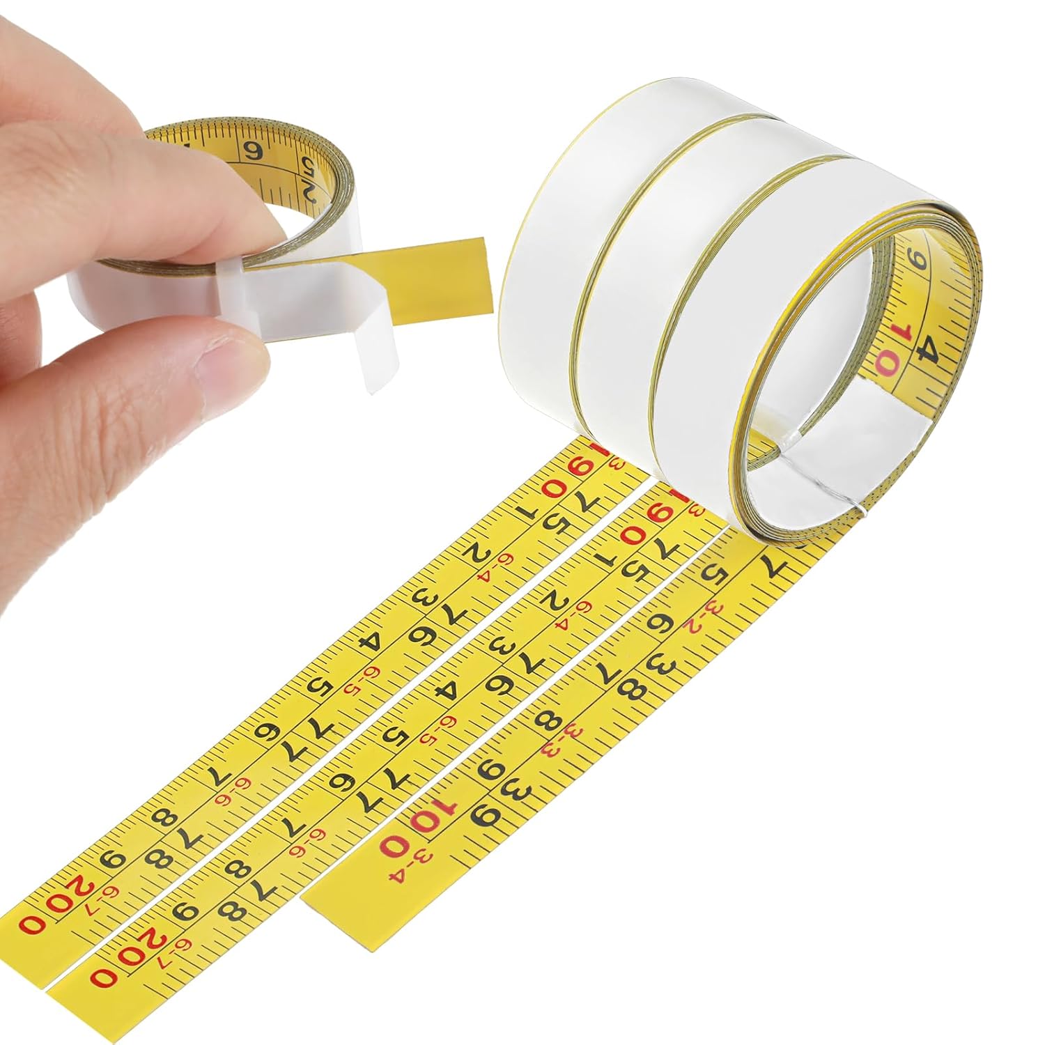 Nogeqi 3 pcs 78 Inch Self-Adhesive Measuring Tape, Left to Right Read Peel and Stick Workbench Ruler with Imperial and Metric Scales for Woodworking, Table Saw, Drafting